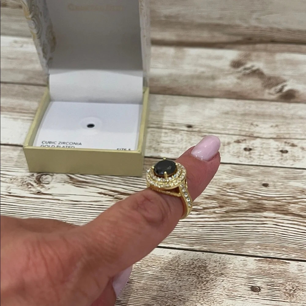 Charter Club Gold Plated‎ Ring with Dark Stone size 5 NEW